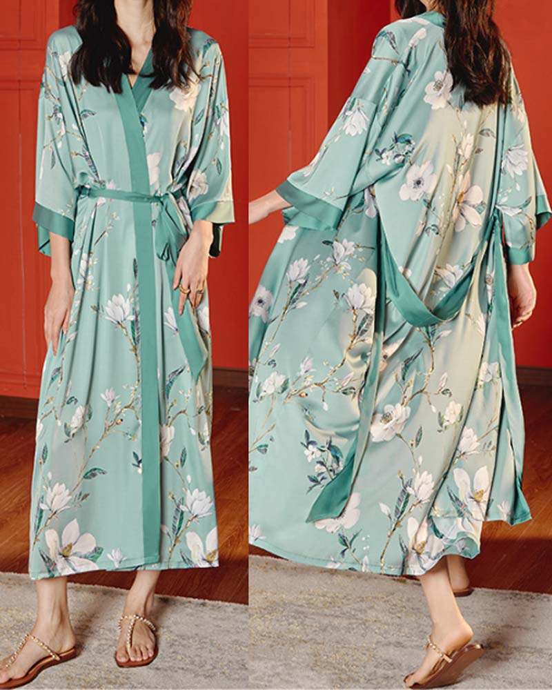 Pijama Robe Longo em Setim - Leveza e Elegância