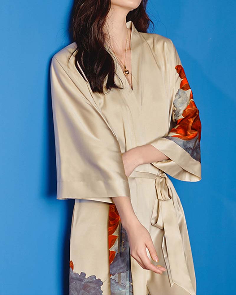 Pijama Robe Longo em Setim - Leveza e Elegância
