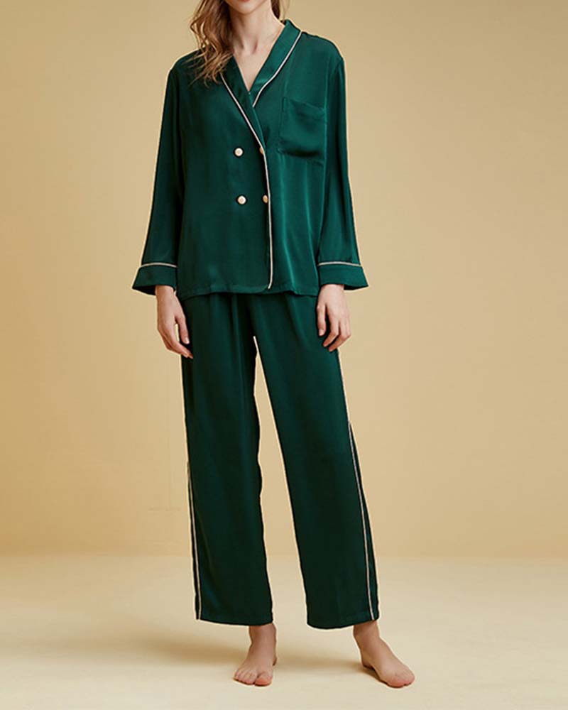 Conjunto Pijama Calça e Blusa - Estilo Europeu