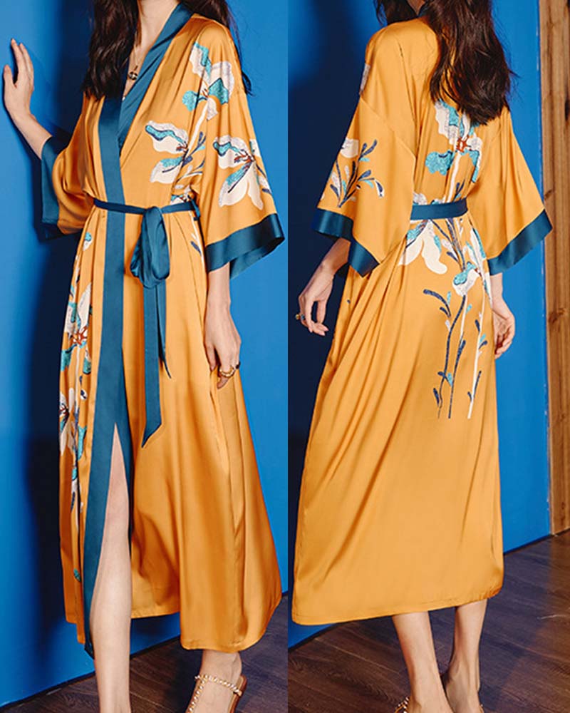 Pijama Robe Longo em Setim - Leveza e Elegância