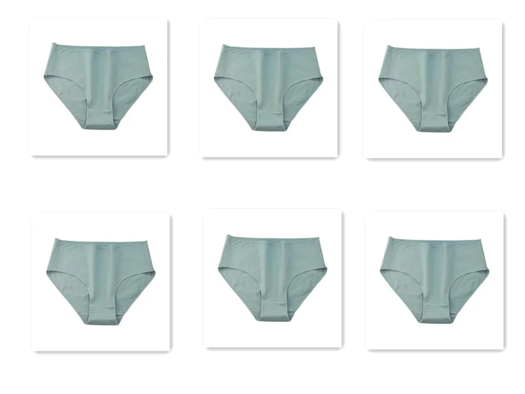 Kit 6 unid. | Calcinha Cintura Alta sem Costura 100% Algodão