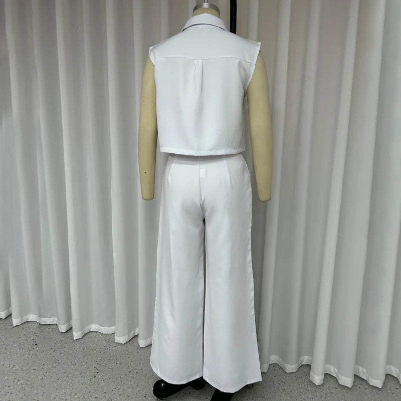 Conjunto Office Chic – Blazer sem Mangas e Calça de Corte Elegante