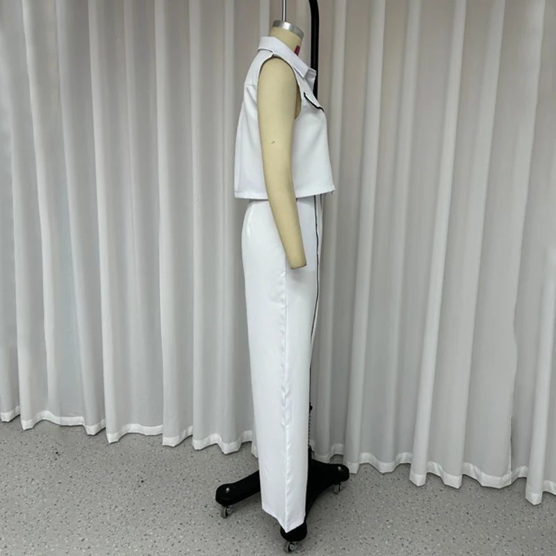 Conjunto Office Chic – Blazer sem Mangas e Calça de Corte Elegante