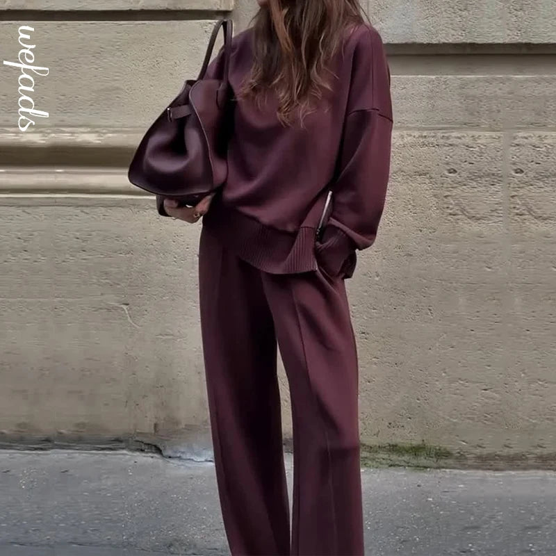 Look Relax de Outono – Suéter Longo e Calça Solta com Estilo