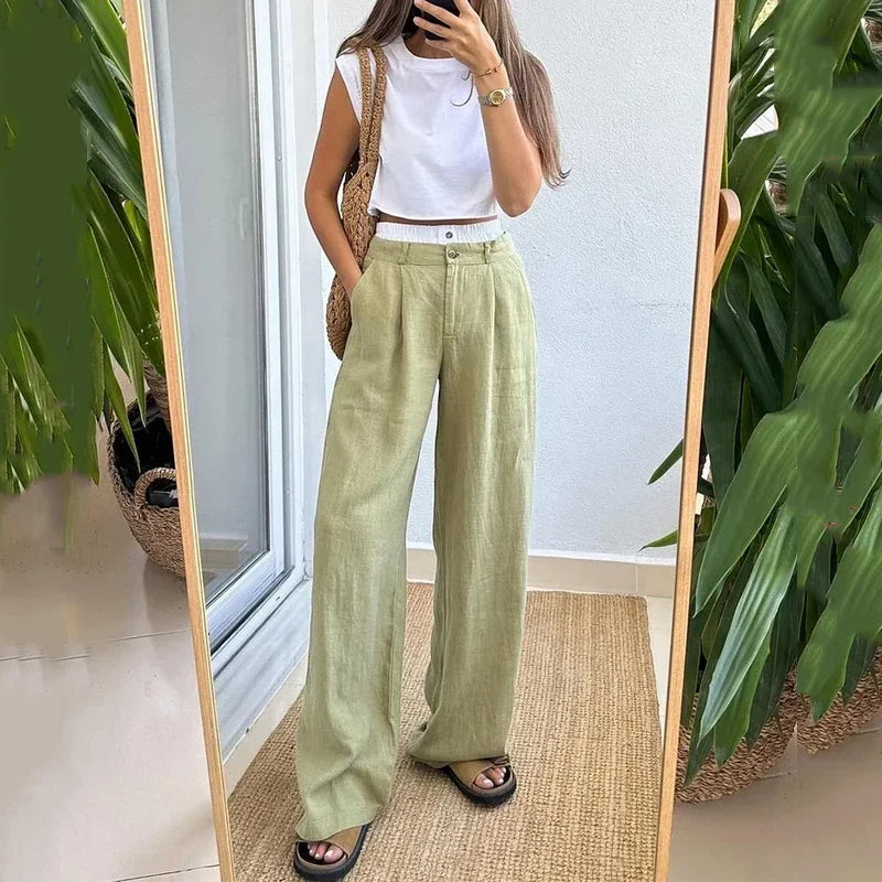 Conjunto Casual Urbano – Top Halter e Calça Larga com Bolsos