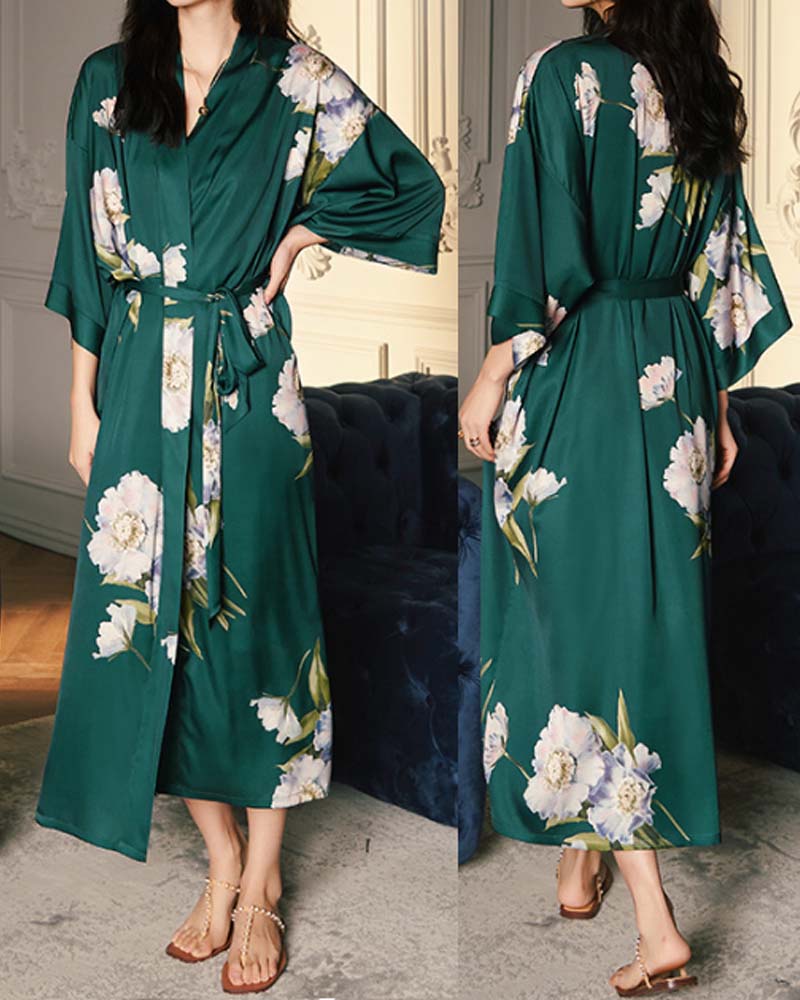 Pijama Robe Longo em Setim - Leveza e Elegância