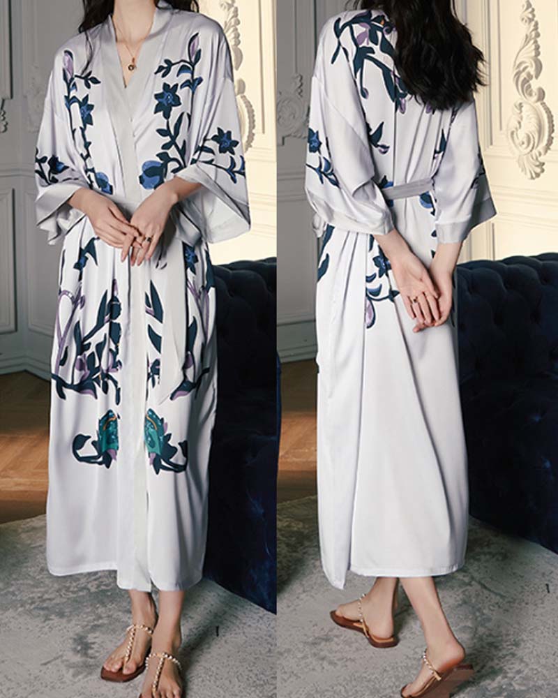 Pijama Robe Longo em Setim - Leveza e Elegância