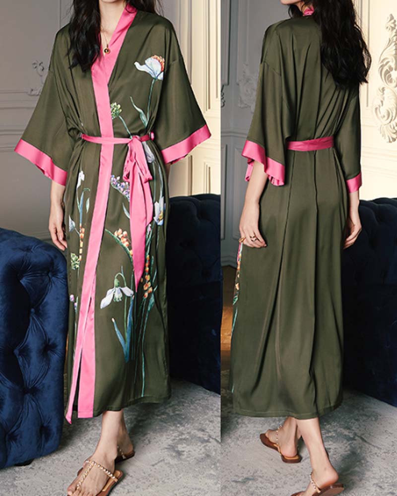 Pijama Robe Longo em Setim - Leveza e Elegância