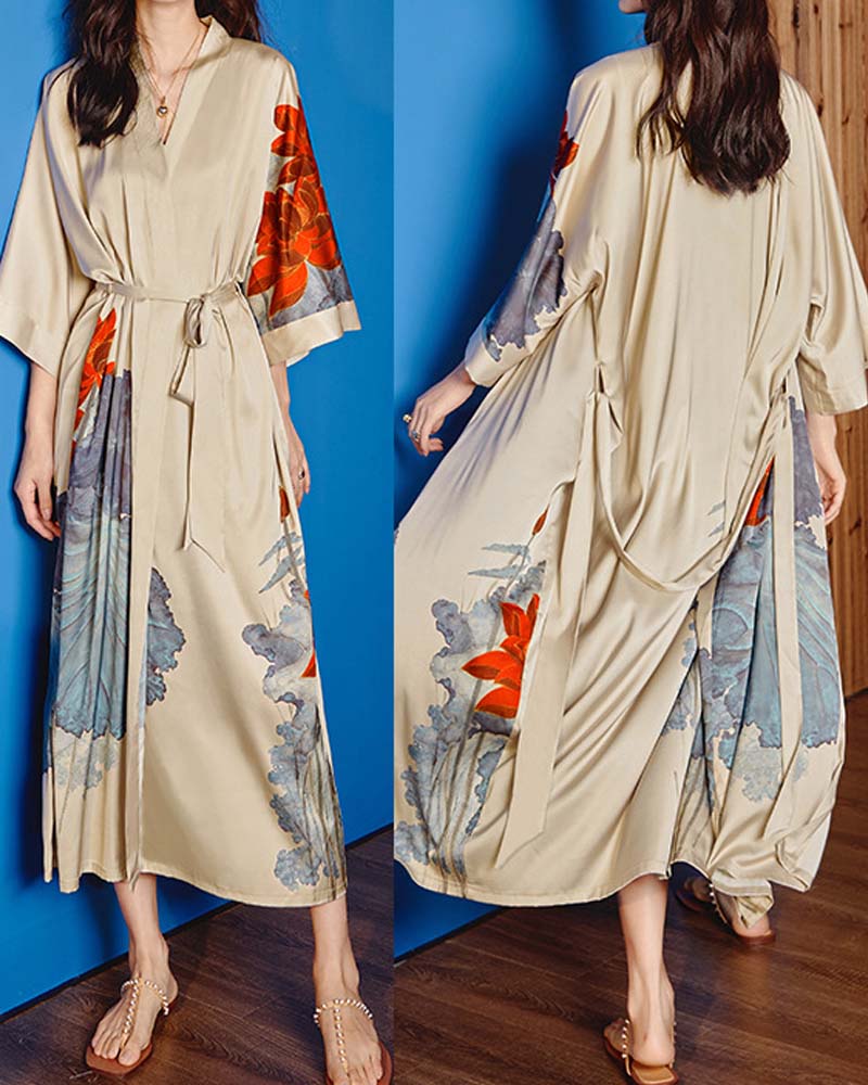 Pijama Robe Longo em Setim - Leveza e Elegância