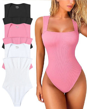 Body Sem Mangas com Decote Quadrado e Controle de Abdômen