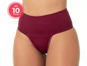 Kit 10 Comfort+™ | Calcinha Modeladora Cintura Alta Dupla - Liquidação!