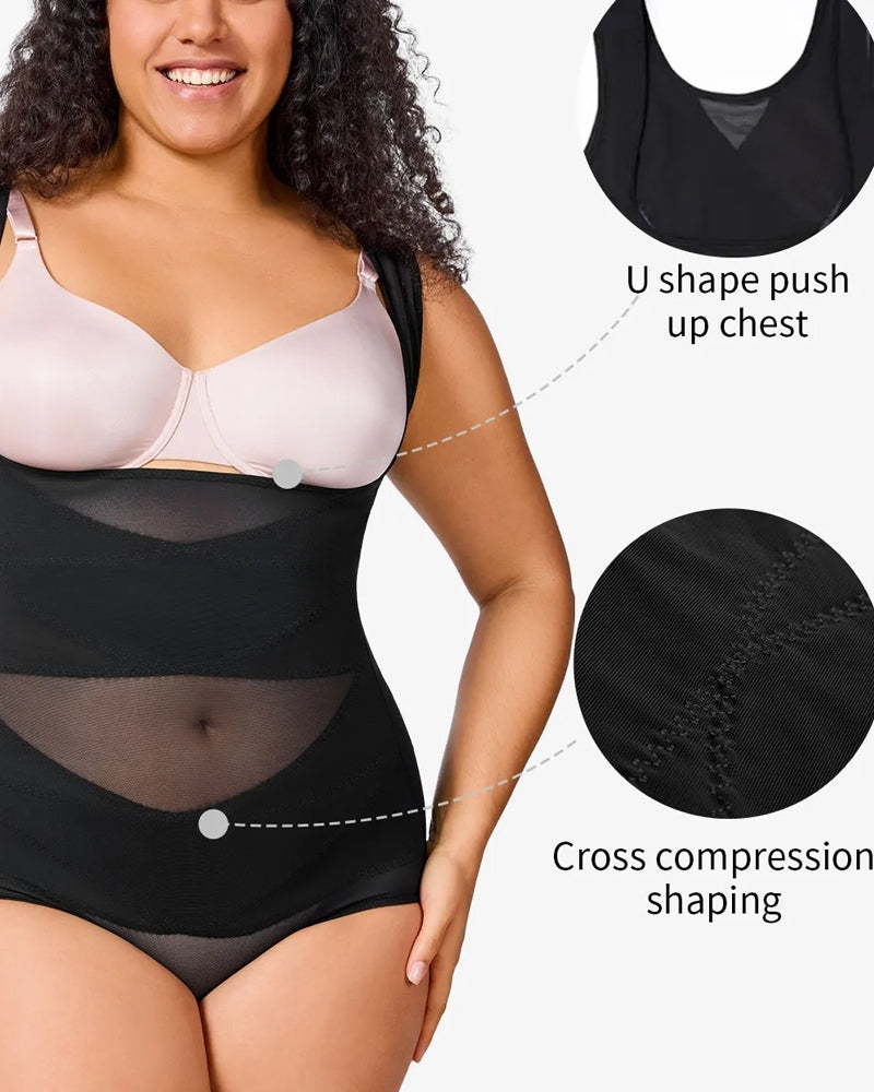 Body em Tule Transparente com Controle de Abdômen – Sensual e Modelador