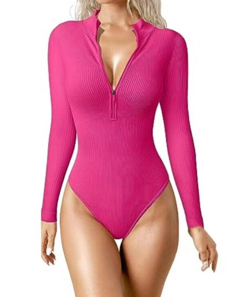 Legging Sexy de Manga Longa com Zíper Frontal – Ajuste Perfeito