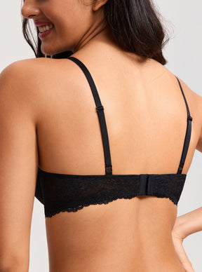 Diosa Glam™ Sutiã Plunge com Renda e Tule Transparente