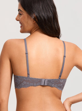 Diosa Glam™ Sutiã Plunge com Renda e Tule Transparente