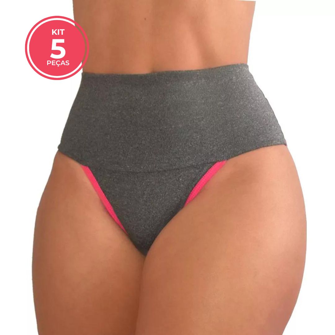 Kit 5 Calcinhas Fitness SculpFit Cintura Alta
