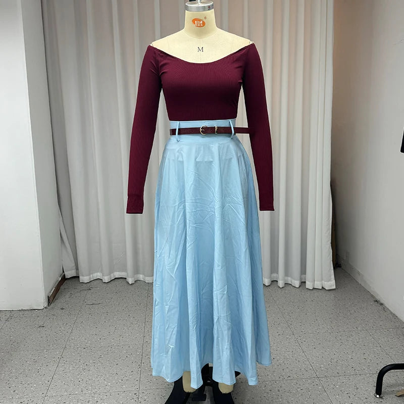 Conjunto Sofisticado – Blusa com Decote V e Saia de Corte Moderno