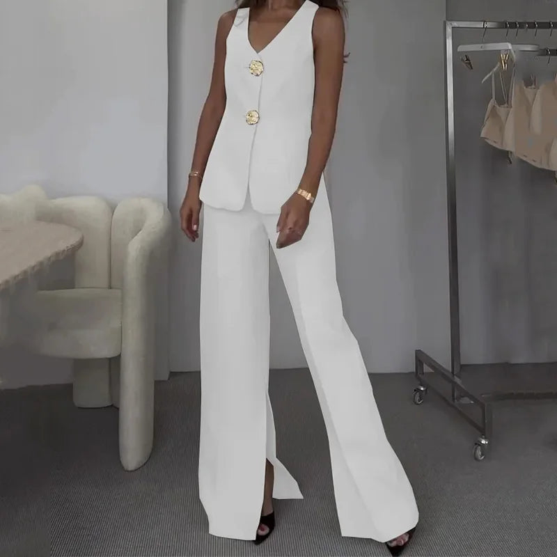 Macacão Elegante com Toque Urbano – Decote V, Cinto e Calça Boca de Sino