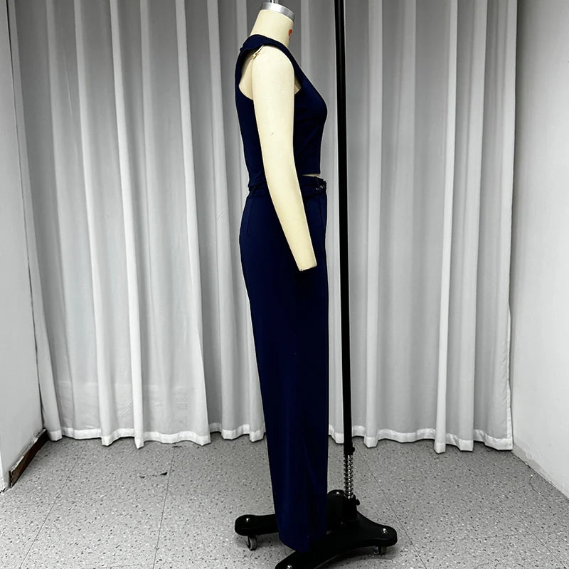 Conjunto Street Style – Top sem Mangas e Calça com Cintura Ajustável