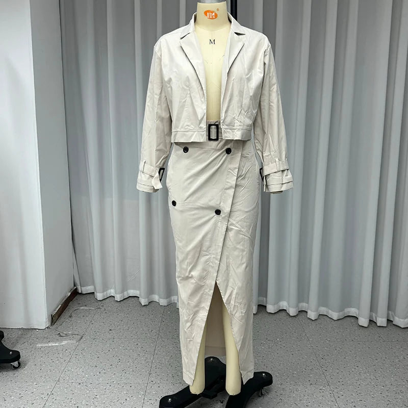 Conjunto Elegante – Blusa com Botões e Saia Midi de Cintura Alta