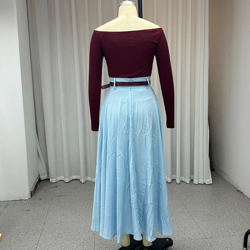Conjunto Sofisticado – Blusa com Decote V e Saia de Corte Moderno