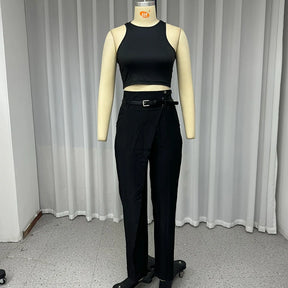 Conjunto Diosa del Veron – Top Curto sem Mangas e Calça de Cintura Alta