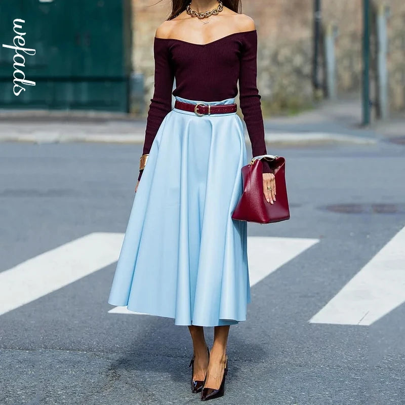 Conjunto Sofisticado – Blusa com Decote V e Saia de Corte Moderno