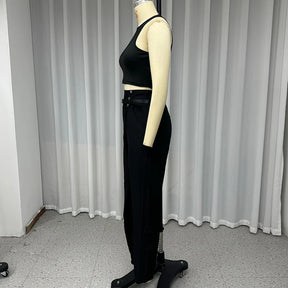 Conjunto Diosa del Veron – Top Curto sem Mangas e Calça de Cintura Alta