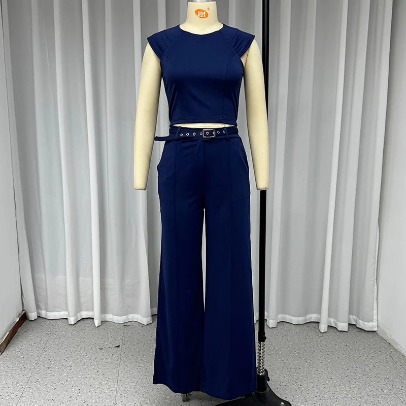 Conjunto Street Style – Top sem Mangas e Calça com Cintura Ajustável
