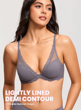Diosa Glam™ Sutiã Plunge com Renda e Tule Transparente