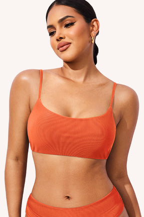 Ribbed Scoop Neck Bikini Top