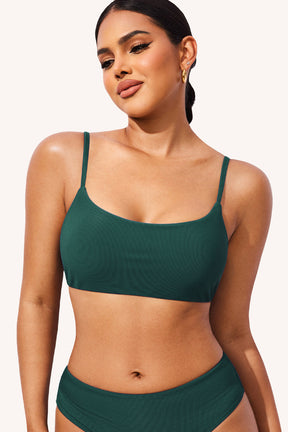 Ribbed Scoop Neck Bikini Top