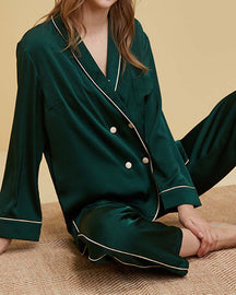 Conjunto Pijama Calça e Blusa - Estilo Europeu