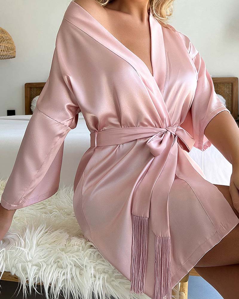 Bata Spa - Robe com Cordões e Franjas