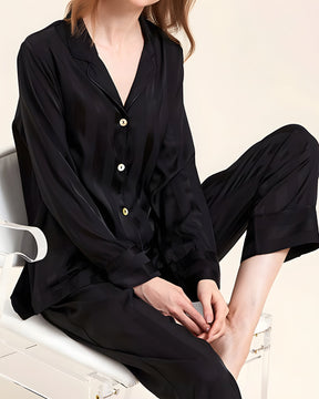 Conjunto Pijama em Seda Listrada - Super Conforto e Bem-Estar